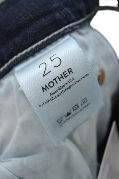 Mother Womens Blue High Rise Skinny Jeans Cotton Blend Button Size 25