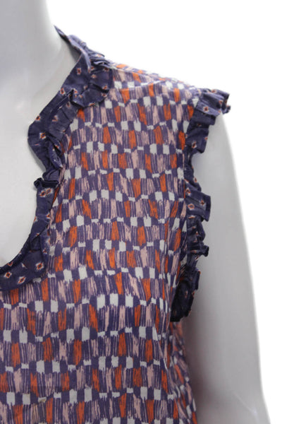 Warm Womens Multicolor Geometric Cotton V-Neck Sleeveless Long Dress Size 2
