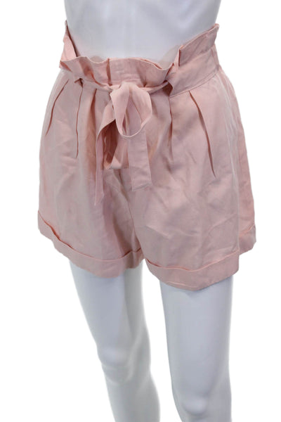 Club Monaco Womens Paperbag Tie Waist Lyocell Shorts Pink Size 2