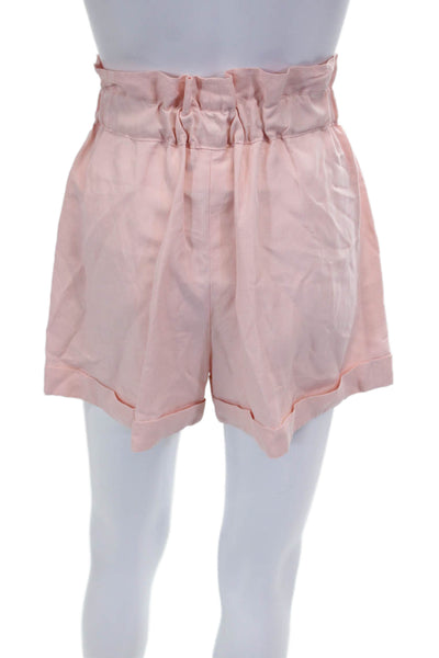 Club Monaco Womens Paperbag Tie Waist Lyocell Shorts Pink Size 2