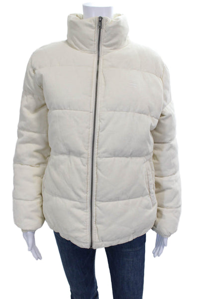 Levi Strauss & Co Women Puffer Jacket Ivory Cotton Zip Long Sleeve Size M