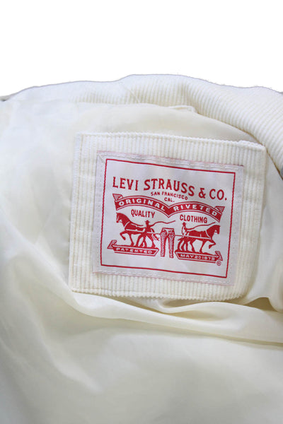 Levi Strauss & Co Women Puffer Jacket Ivory Cotton Zip Long Sleeve Size M