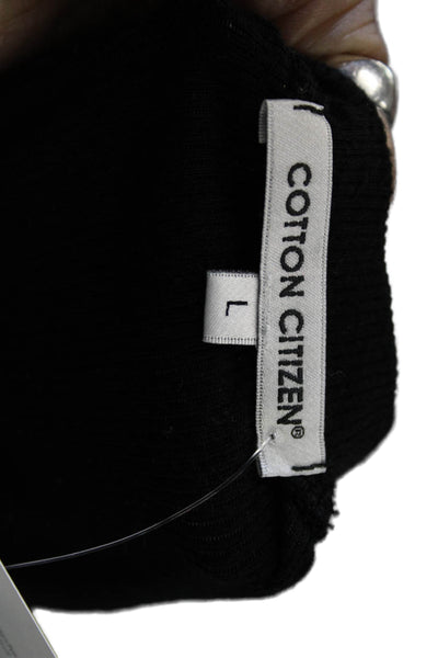 Cotton Citizen Womens Cropped Sleeveless Tank Black Cotton Round Neck Size L