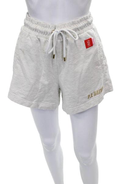 PE Nation Womens Athletic Shorts Gray Drawstring Organic Cotton Size S