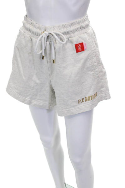 PE Nation Womens Athletic Shorts Gray Drawstring Organic Cotton Size S