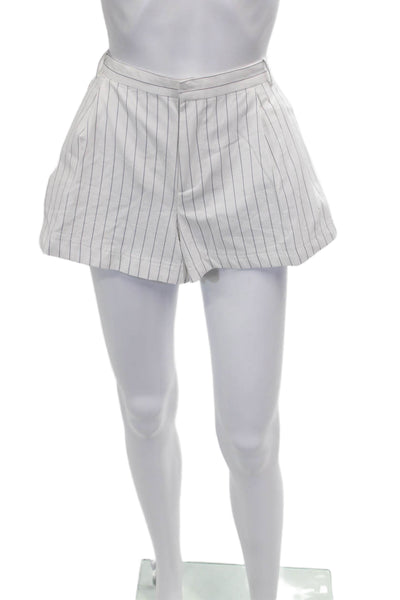 Zara Womens Casual Pinstripe Shorts White Size M