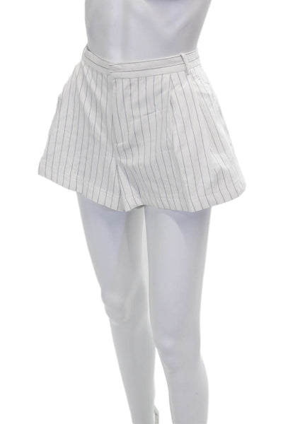 Zara Womens Casual Pinstripe Shorts White Size M