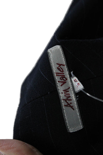 Alvin Valley Women Black Striped Polyester Dress Pants Button Inseam 29 Size 34