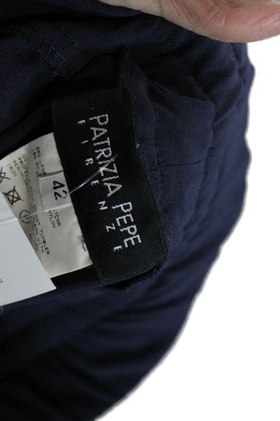 Patrizia Pepe Women Blue Wool Jogger Pants Drawstring Inseam 29 Size 42