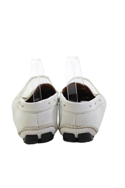 Prada Womens Leather Slip On Loafers White Size 9.5