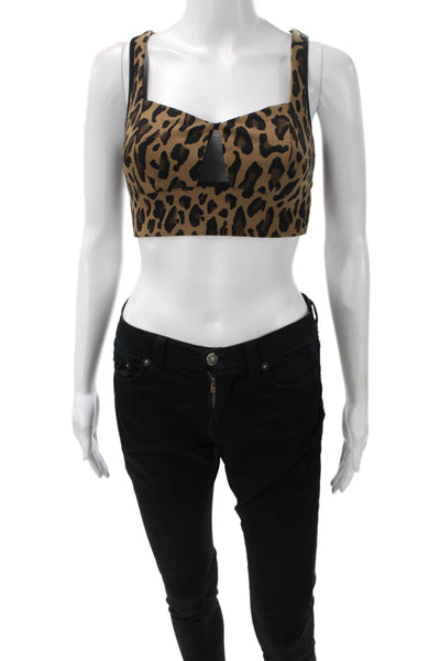 Michi Womens Animal Print Sports Bra Brown Black Size Extra Small