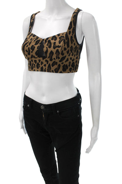 Michi Womens Animal Print Sports Bra Brown Black Size Extra Small