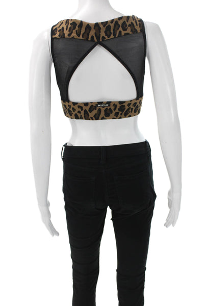 Michi Womens Animal Print Sports Bra Brown Black Size Extra Small