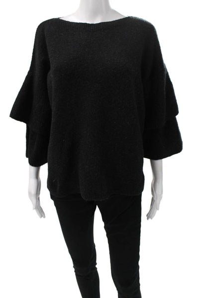 Madewell Women Pullover Sweater Black Boat Neck 3/4 Sleeve Acrylic Size M