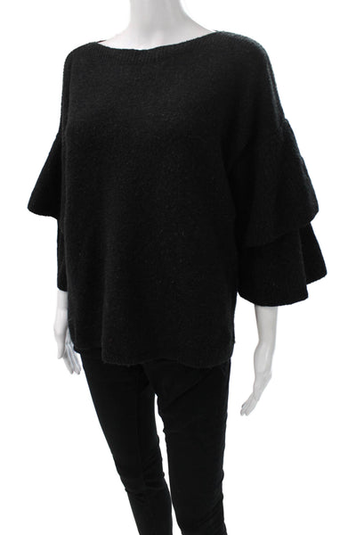 Madewell Women Pullover Sweater Black Boat Neck 3/4 Sleeve Acrylic Size M