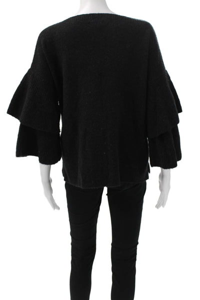 Madewell Women Pullover Sweater Black Boat Neck 3/4 Sleeve Acrylic Size M