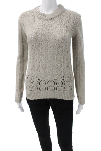 English Factory Women Beige Geometric Crew Neck Pullover Sweater Size XS