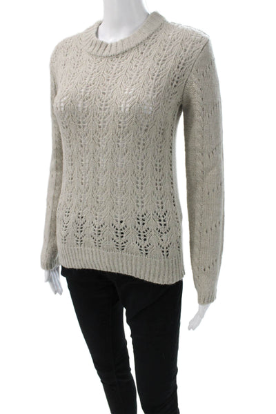 English Factory Women Beige Geometric Crew Neck Pullover Sweater Size XS