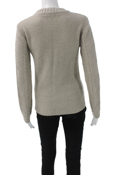 English Factory Women Beige Geometric Crew Neck Pullover Sweater Size XS