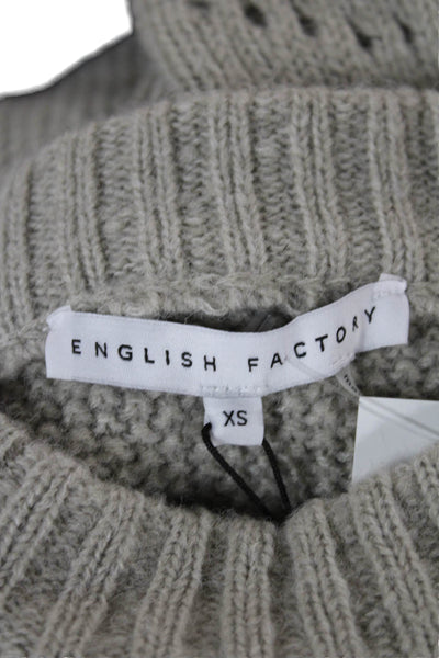 English Factory Women Beige Geometric Crew Neck Pullover Sweater Size XS