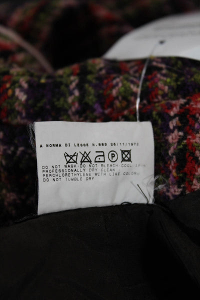 D&G Dolce & Gabbana Womens Multicolor Plaid Cotton Overcoat Button Size 40