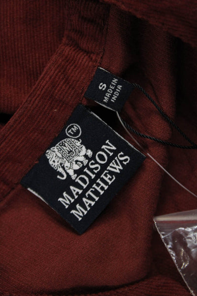 Madison Mathews Womens Shirt Dress Red Cotton Button 3/4 Sleeve Knee Size S