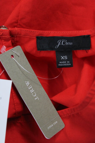 J Crew Womens Basic Cotton Round Neck Short Sleeve Blouse Red Size XS