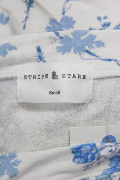 Stripe & Stare Women Pullover White Floral Crew Neck Modal Long Sleeve Size S