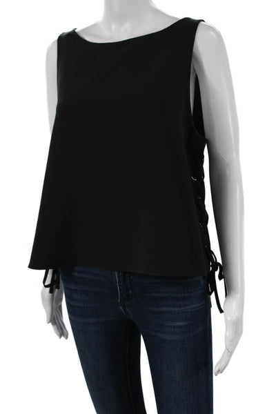 Rag & Bone Women Black Boat Neck Sleeveless Basic Tank Polyester Size L
