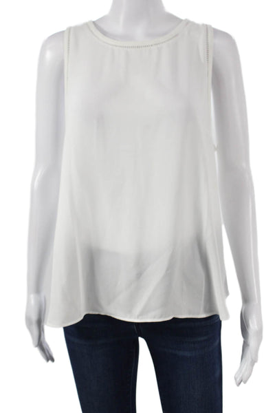 J Crew Womens Basic Sleeveless Tank White Polyester Round Neck Size 12