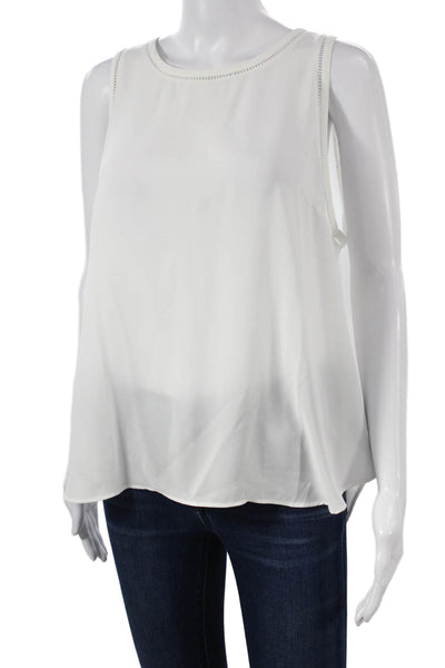 J Crew Womens Basic Sleeveless Tank White Polyester Round Neck Size 12