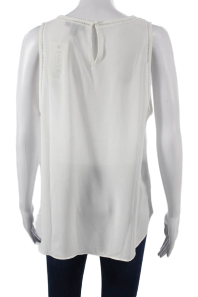 J Crew Womens Basic Sleeveless Tank White Polyester Round Neck Size 12