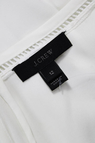J Crew Womens Basic Sleeveless Tank White Polyester Round Neck Size 12