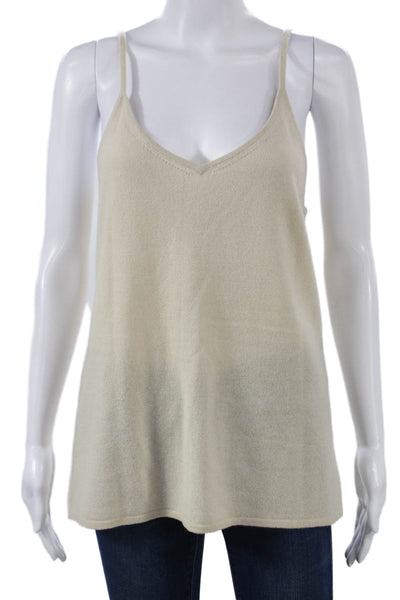 360 Cashmere Womens Camisole Beige V Neck Sleeveless Summer Size L