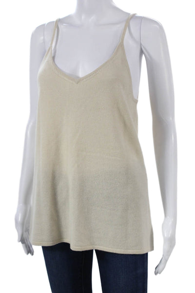 360 Cashmere Womens Camisole Beige V Neck Sleeveless Summer Size L