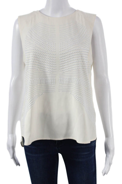 ALC Womens Basic Blouse Ivory Silk Sleeveless Size M