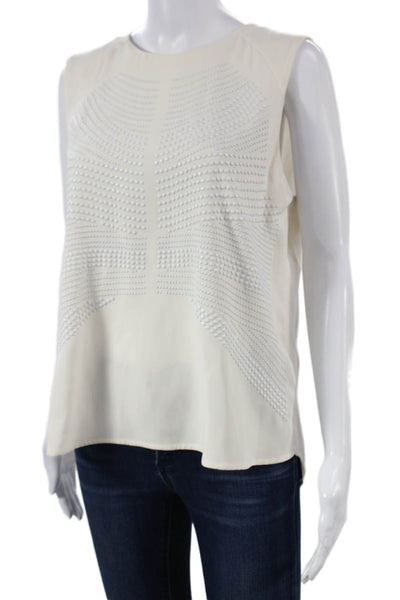 ALC Womens Basic Blouse Ivory Silk Sleeveless Size M