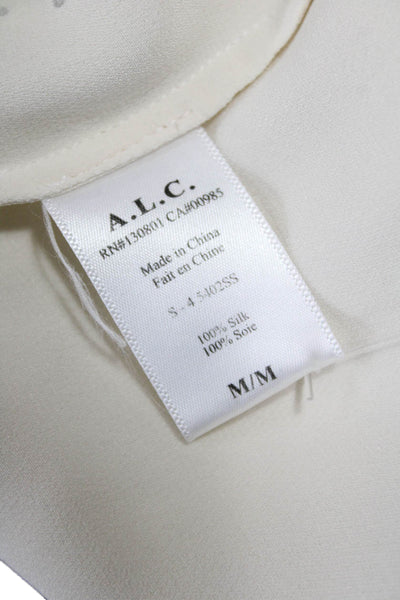 ALC Womens Basic Blouse Ivory Silk Sleeveless Size M