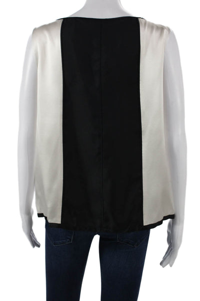 Marc Jacobs Women Basic Silk V-Neck Colorblock Sleeveless Blouse Size 10