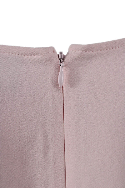 Lisa Perry Women Basic Pink Viscose Short Sleeve Round Neck Zip Blouse Size 12