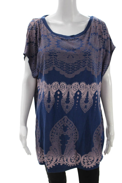 3.1 Phillip Lim Womens Silk Geometric Scoop Neck Tunic Sleeveless Blue Size S