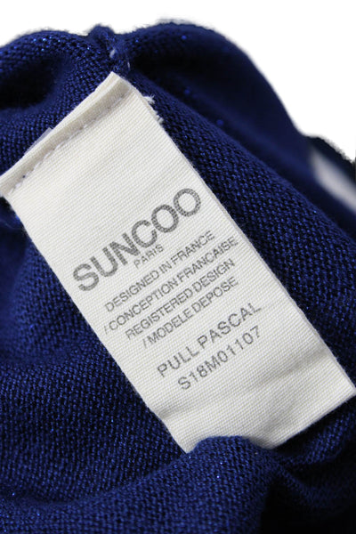 Suncoo Womens Pullover Sweater Blue Viscose Round Neck Long Sleeve Size 0