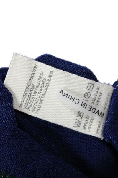 Suncoo Womens Pullover Sweater Blue Viscose Round Neck Long Sleeve Size 0