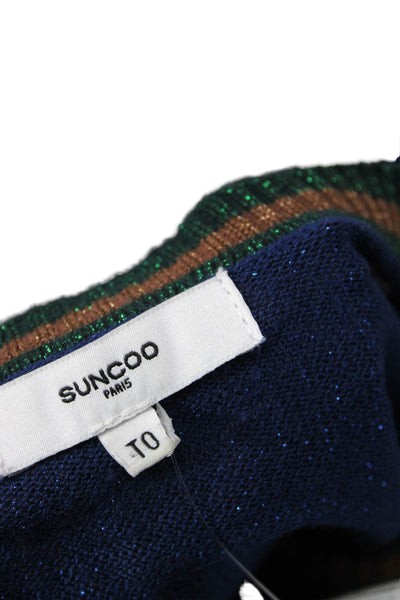 Suncoo Womens Pullover Sweater Blue Viscose Round Neck Long Sleeve Size 0
