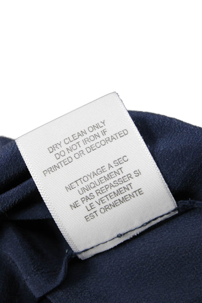 Joie Womens Silk V-Neck Tunic Blouse Blue Long Sleeve Tie Size XS