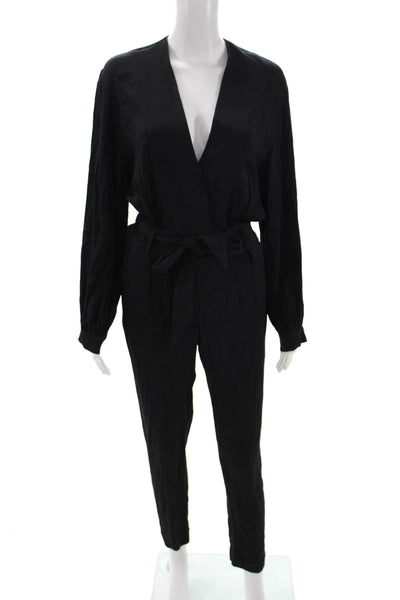 IRO Women Jumpsuit Black V-Neck Long Sleeve Viscose Plus Size 34