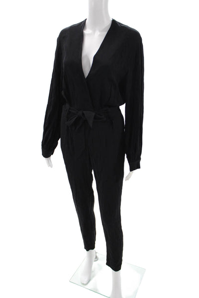 IRO Women Jumpsuit Black V-Neck Long Sleeve Viscose Plus Size 34
