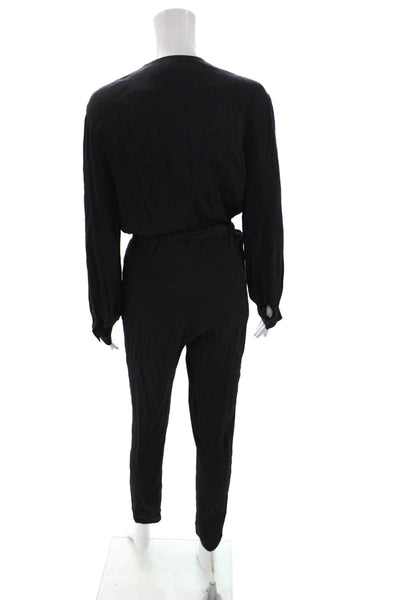 IRO Women Jumpsuit Black V-Neck Long Sleeve Viscose Plus Size 34