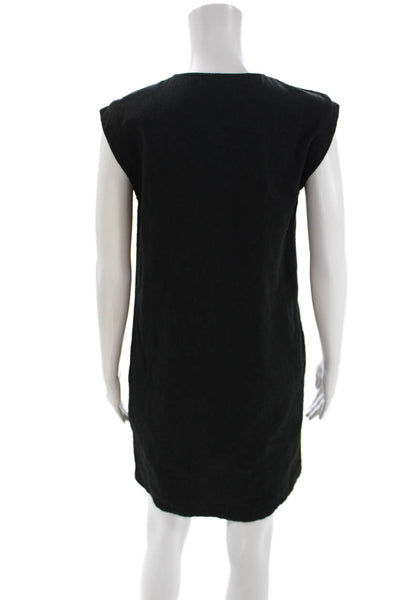 A.P.C. Womens Black Cotton Shift Dress Sleeveless Henley Button Short Size XS