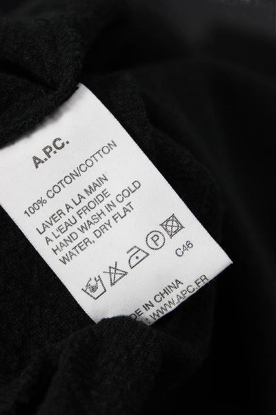 A.P.C. Womens Black Cotton Shift Dress Sleeveless Henley Button Short Size XS